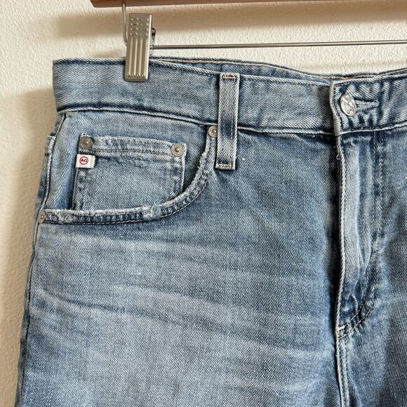 AG Becke Medium Wash Denim Relaxed Slim Rolled Hem 5" Short Women's 29 - Picture 2 of 6